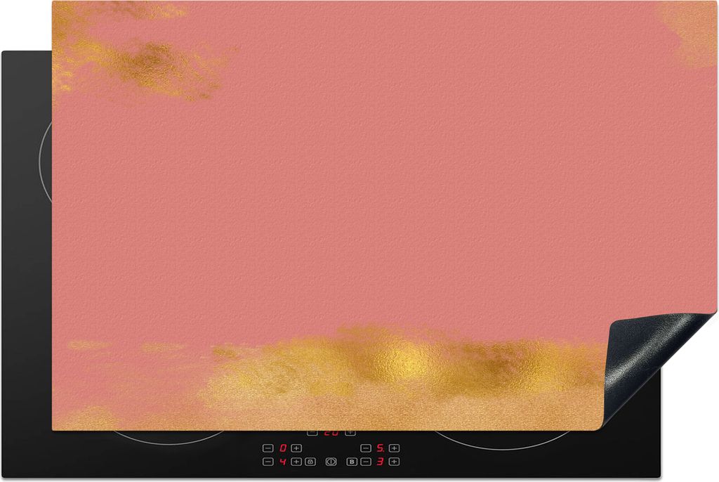 KitchenYeah Herdabdeckplatte Muster - Rosa - Gold , 80x52cm, Küche Deko, Glaskeramikkochfeld Herdabdeckung, Abdeckplatte fùr Kochfeld