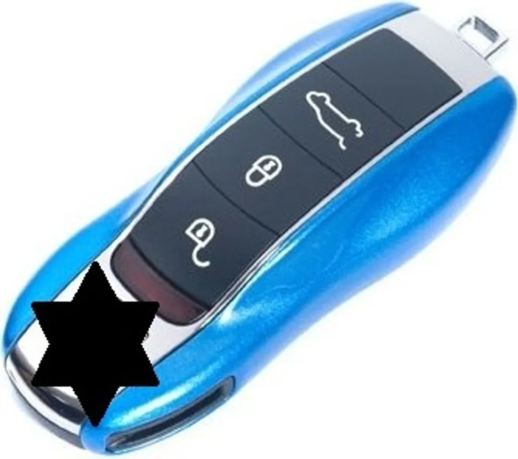 Housse de Clé Porsche Bleu Métallique - Étui Silicone Protection Premium 3B