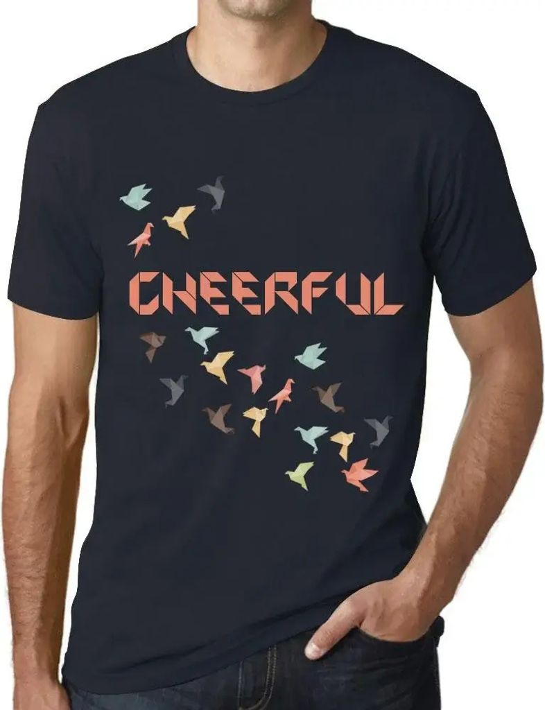 Herren Grafik T-Shirt Origami fröhlich – Origami Cheerful – Öko-Verantwortlich Vintage Jahrgang Kurzarm Lustige Druck Geburtstag Geschenk Mann