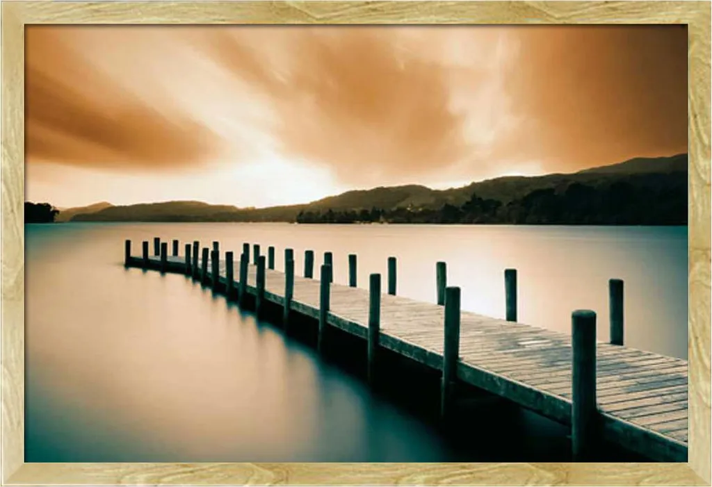 Cadre amovible Shinsuke hêtre avec affiche Wooden Landing Jetty incluse