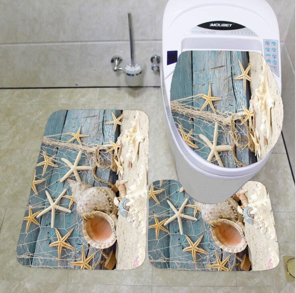 Mode Badgarnitur Badematten Set 3 teilig Badvorleger Badteppich WC Vorleger Badematte Duschvorleger