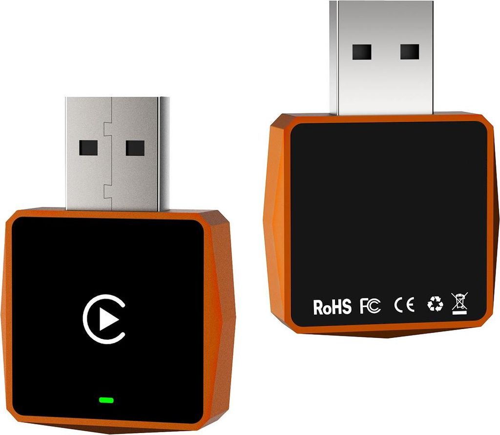 INF Kabelloser CarPlay Adapter: Intelligente Auto Konnektivitätsbox Orange