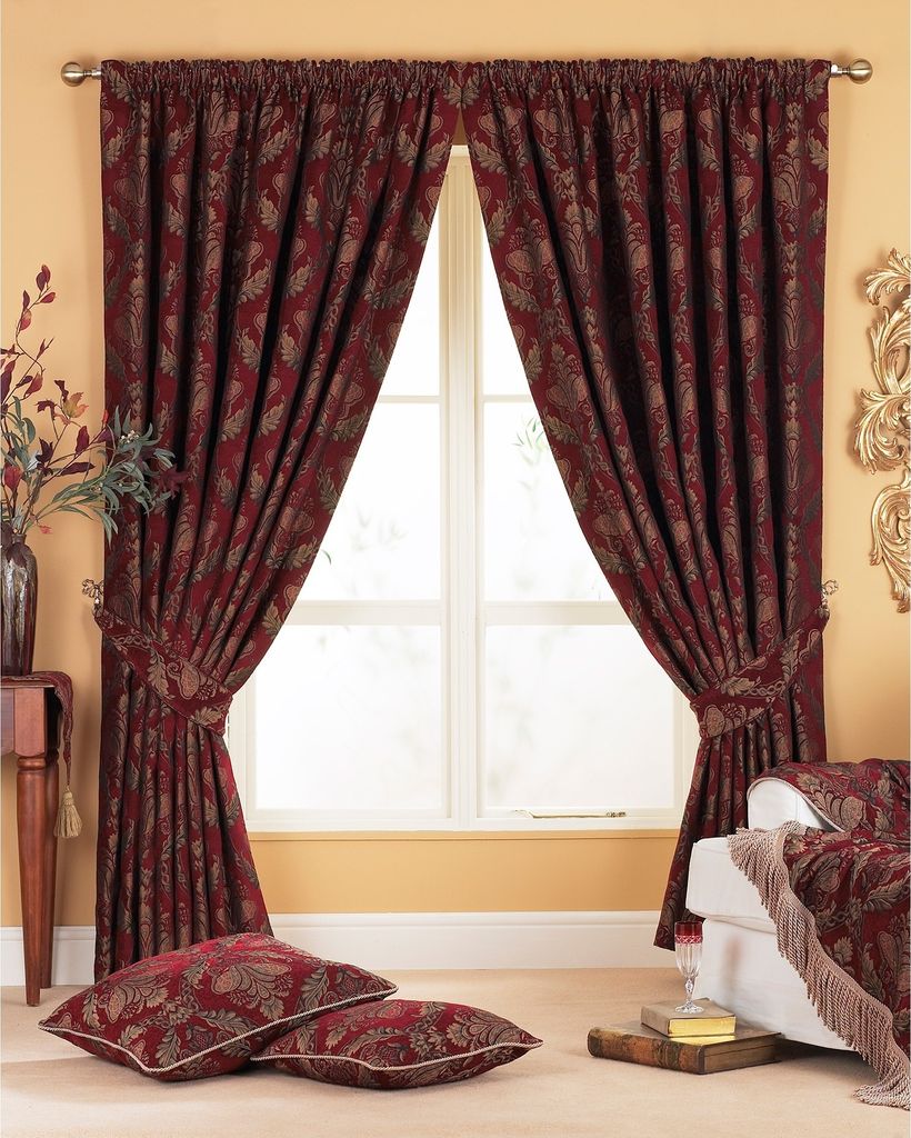 Riva Home Shiraz Falten-Vorhänge RV838 (168x229cm) (Burgunder)
