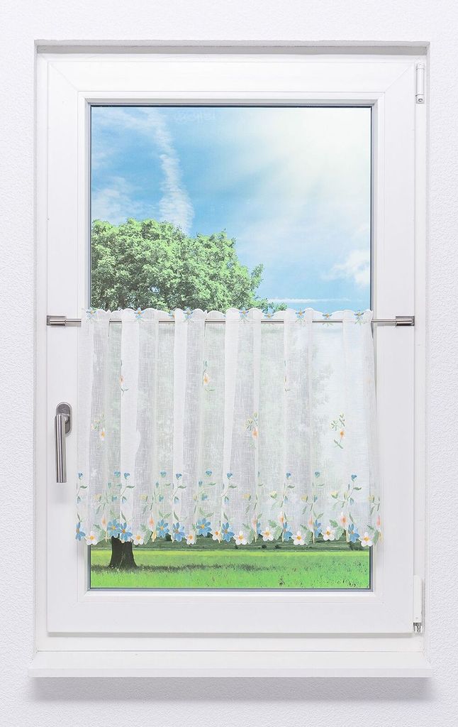 Lysel Scheibengardine Blumenglück (Bx H) 150cm * 45cm blau/multicolor