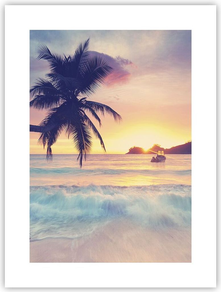 Poster - Poster ohne Rahmen - Meer Strand Palme - 30x40 cm - Wand Bild - Wanddeko - Wandbilder - Kunstposter - Wandposter - Bilder - Kunstdruck - W...