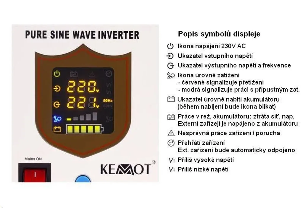 Kemot KEMOT EMERGENCY POWER SUPPLY SINUS 800VA/500W - 4