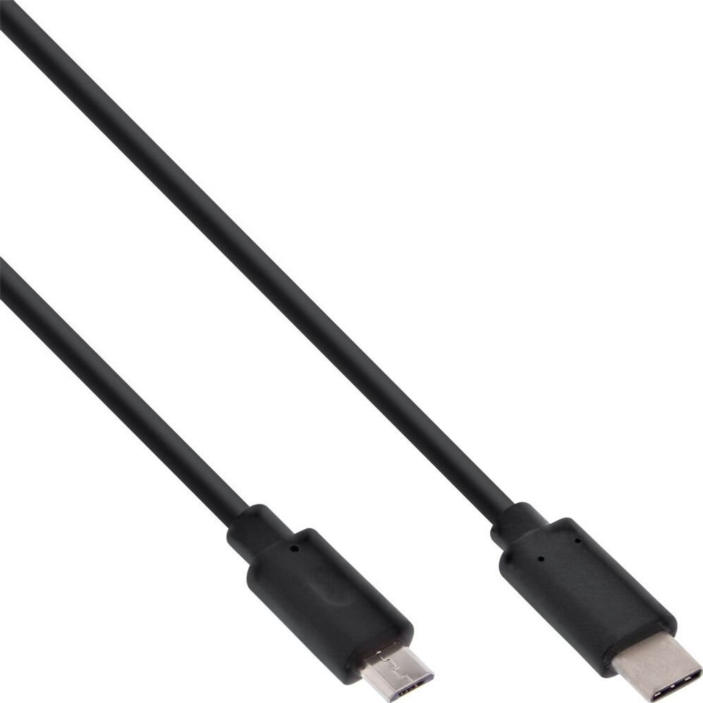 InLine® Câble USB 2.0, USB-C prise à Micro-B, noir, 1m Image du produit 