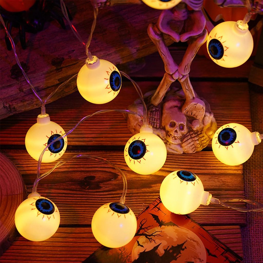 Halloween Lichterkette, 3M 20 LED Augäpfel Lichterkette Batteriebetrieben, 2 Modi, Warmweiß Augapfel Lichterketten für Halloween Deko, Herbst, P...