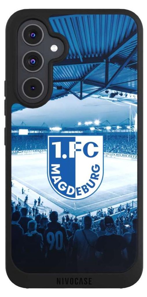NIVOCASE Handyhülle für Samsung Galaxy A54 5G Hülle NIVOpure Case Schwarz Stadion 1. FC Magdeburg 1. FCM