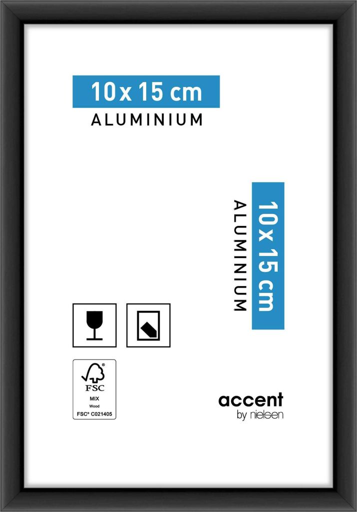 accent by nielsen Aluminium Bilderrahmen Accent, 10x15 cm, Schwarz Matt