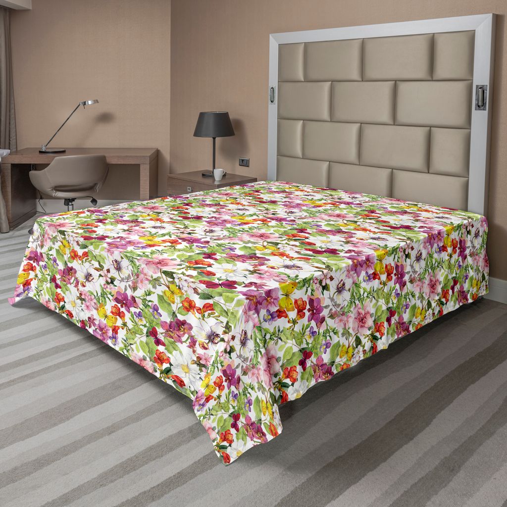 ABAKUHAUS Blume Bettlaken, Französisches Vintage Retro Blumen Muster stilvoller alter Mode Entwurf, weiches bequemes oberes Bettlaken für ein dek...