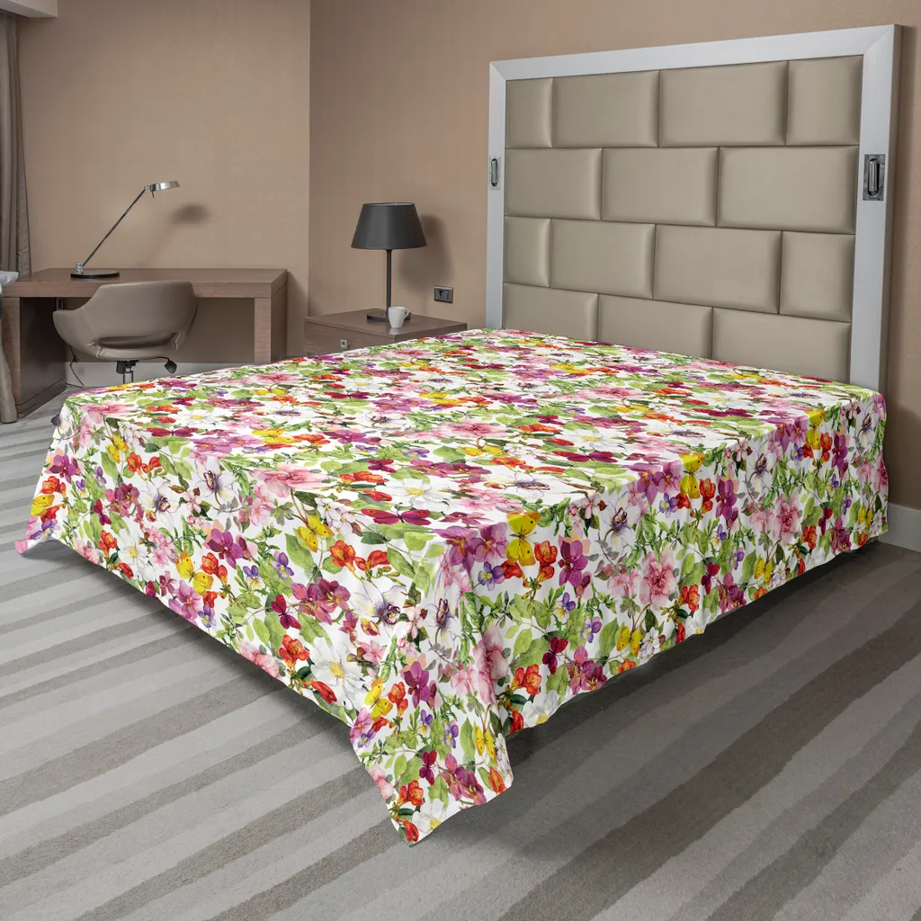 Lenzuolo ABAKUHAUS 260x228 cm Verde Reseda Vintage Floreale