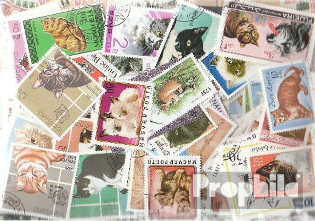 Briefmarken Motive 300 verschiedene Katzen Marken