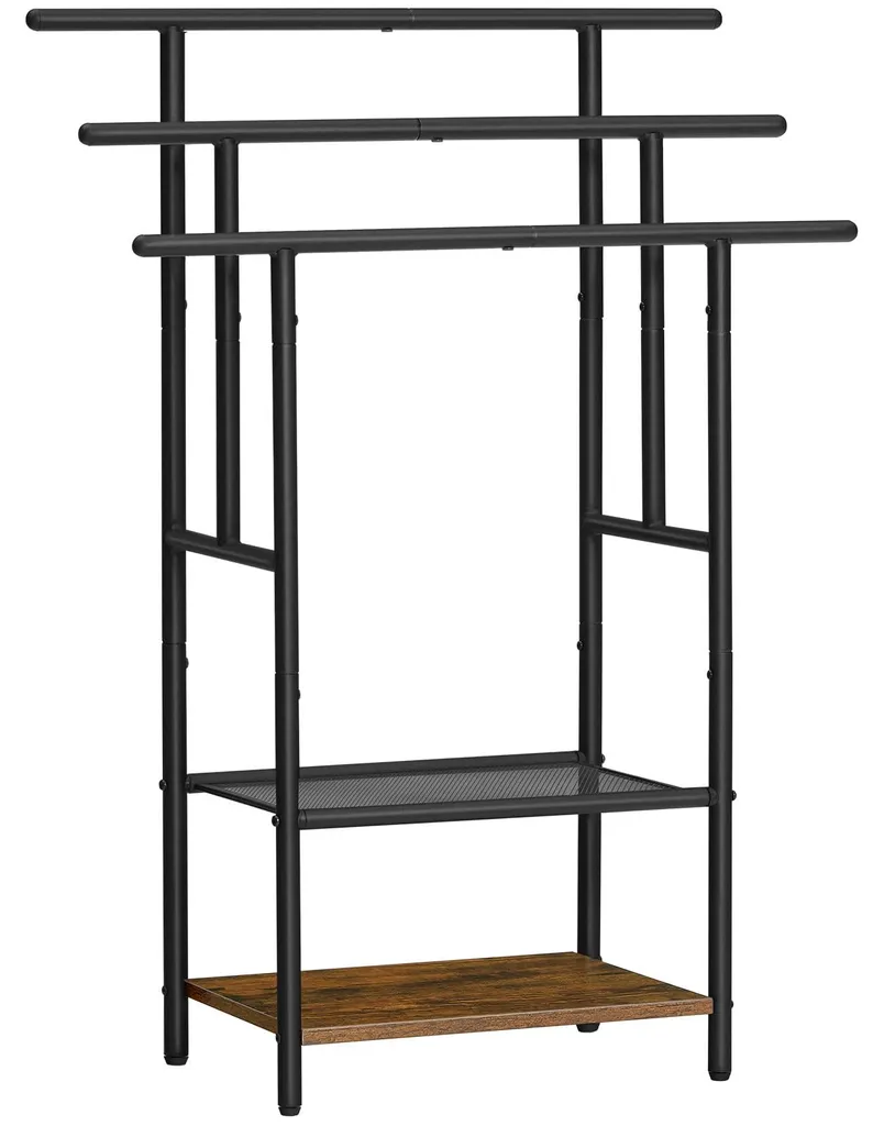 Porte-serviettes sur pied à 3 barres marron et noir EBF05LB01 HOOBRO