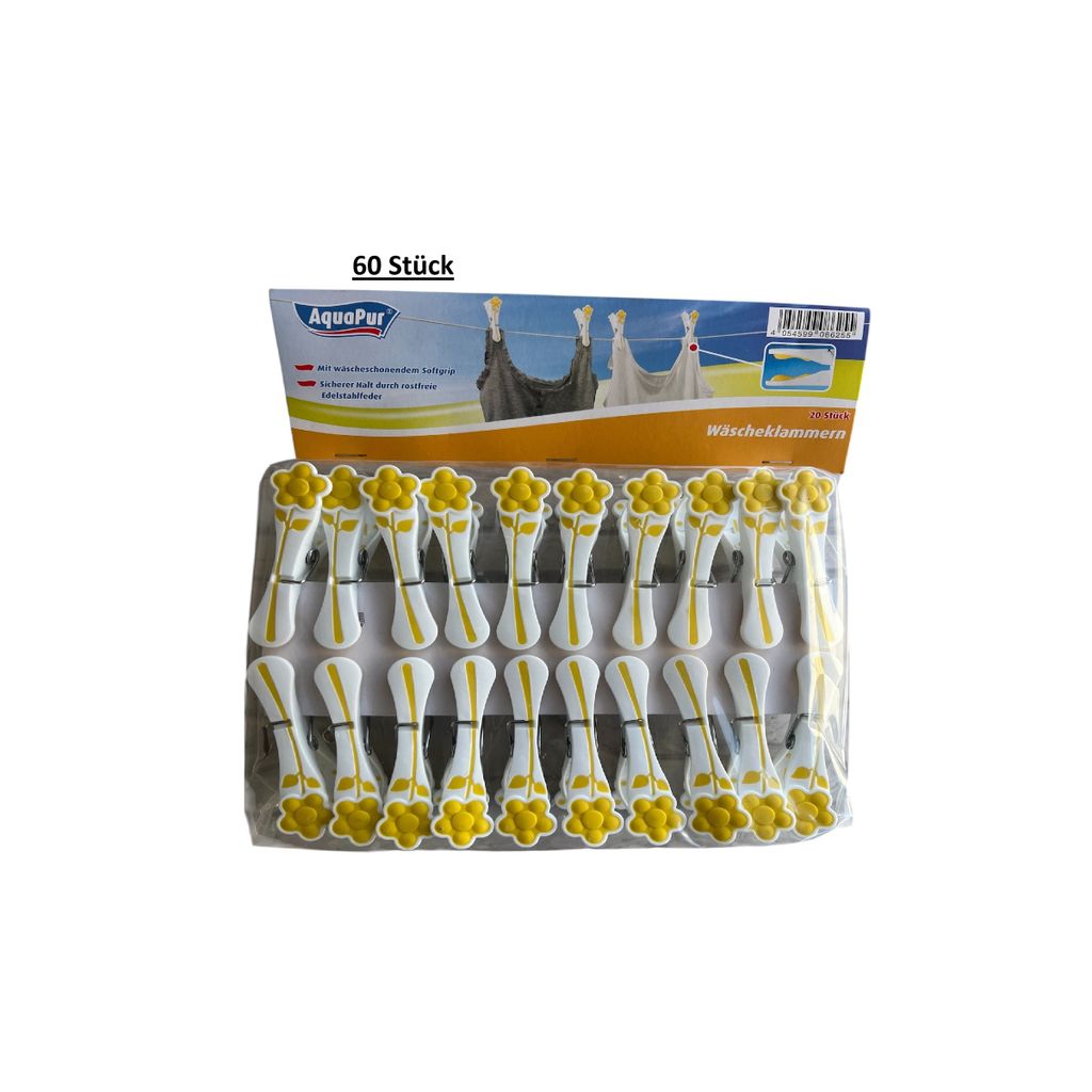 AquaPur Wäscheklammern, Set 3 x 20 Stk., Gelb