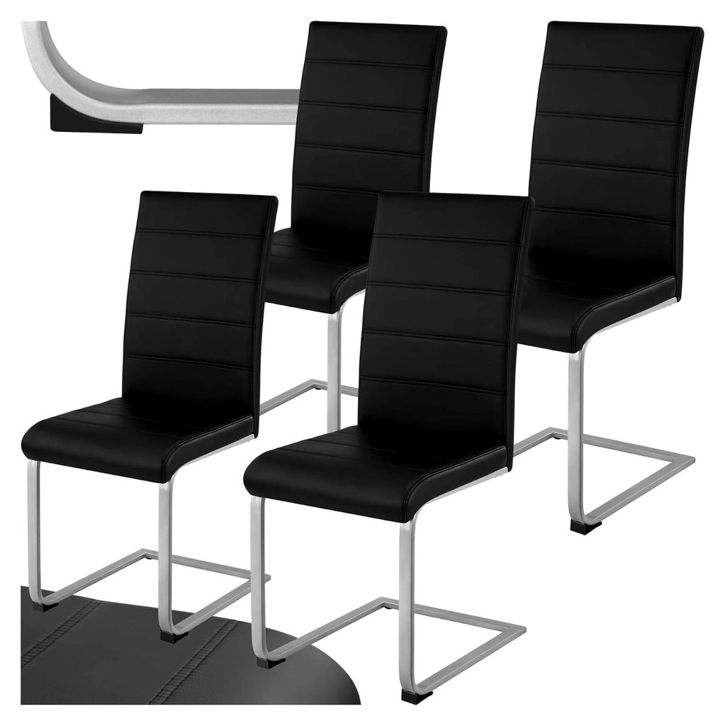 4er Set Esszimmerstühle, Freischwinger Küchenstuhl mit Rückenlehne, moderne Stühle für Esszimmer und Küche, Polsterstuhl, Esstischstühle, Be...