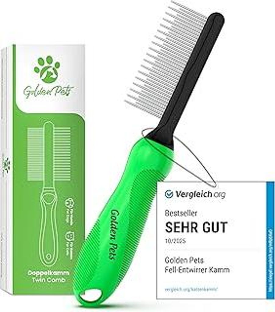 TESTURTEIL Fell-Entwirrer Kamm I Hundebürste & Katzenbürste mittel bis langhaar geeignet I Kleine - große Tiere I Einfache Reinigung I + neues ...