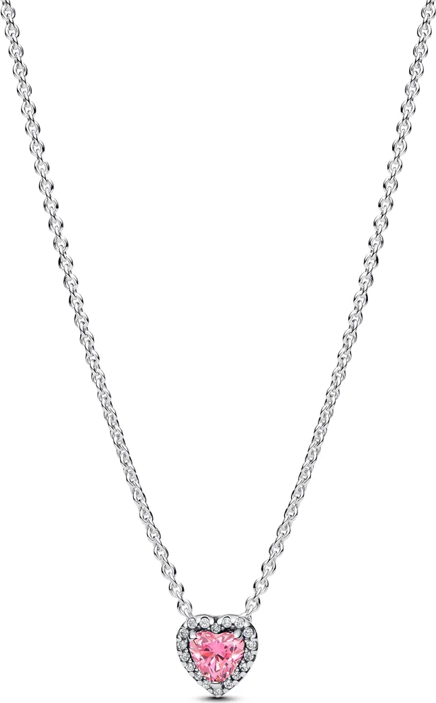Pandora 398425C02-45 - Collana con cuore rosa rialzato