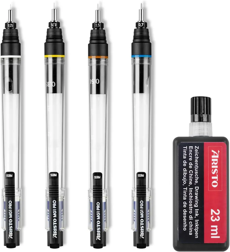 Stylos techniques Aristo mg1 pour dessin de précision, set de 4
