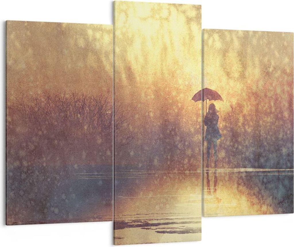 Bild auf Leinwand - Leinwandbild - Frau Regen - 130x100cm - Wand Bild - Wanddeko - Wandbilder - Leinwanddruck - Bilder - Kunstdruck - Wanddekoratio...
