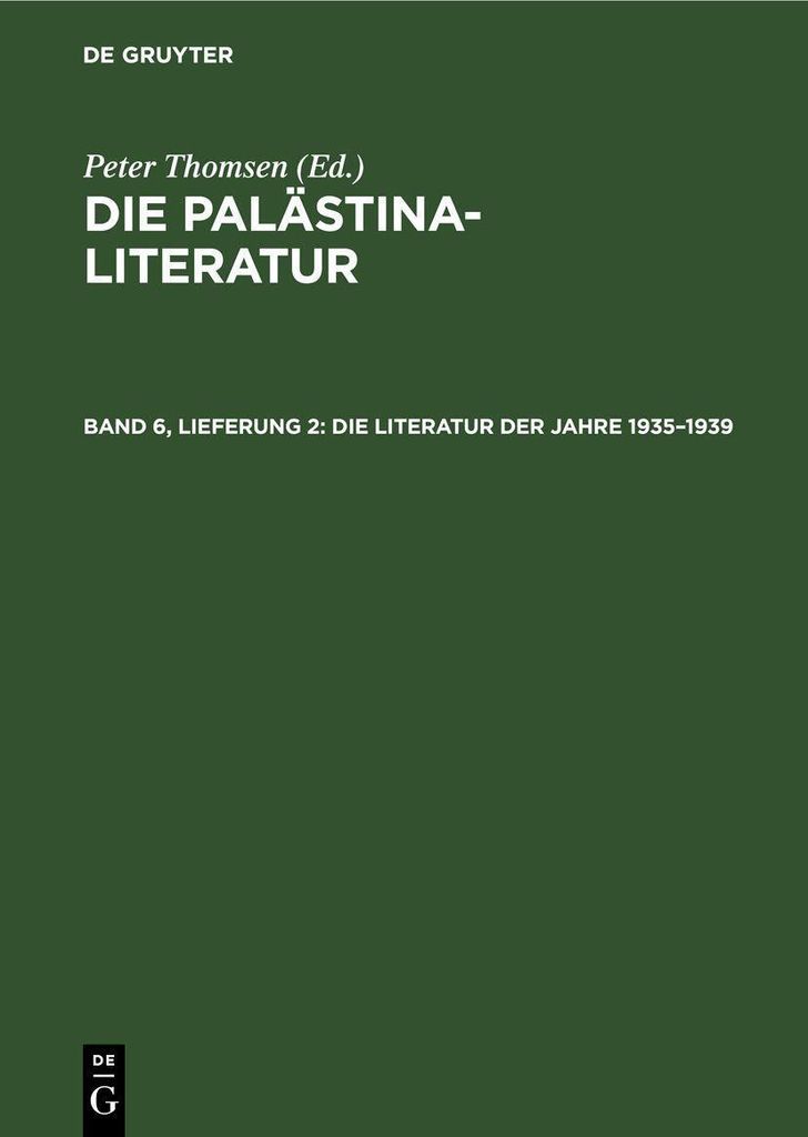 Die Literatur der Jahre 1935-1939
