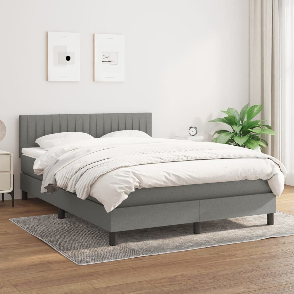 Maison Exclusive - Boxspringbett mit Matratze Dunkelgrau 140x190 cm Stoff