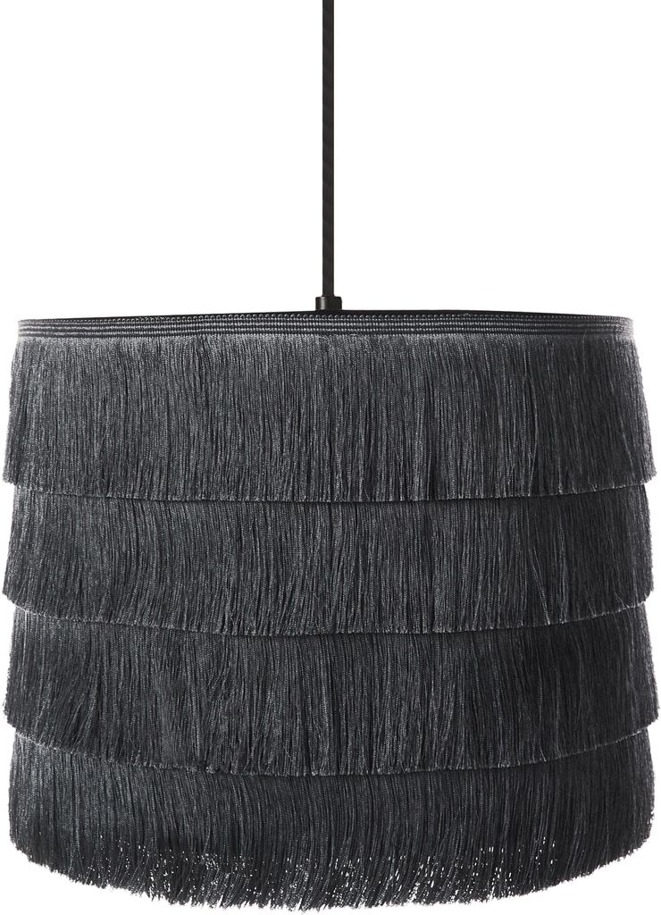 BELIANI Hängelampe Schwarz mit Fransen Schirm Modernes Design Beleuchtung Hängeleuchte Esszimmer Wohnzimmer Schlafzimmer