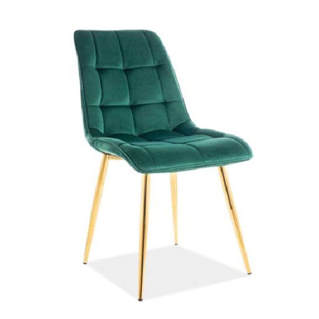 Stuhl Chic Grün Samt Gold Gestell 88cm E
