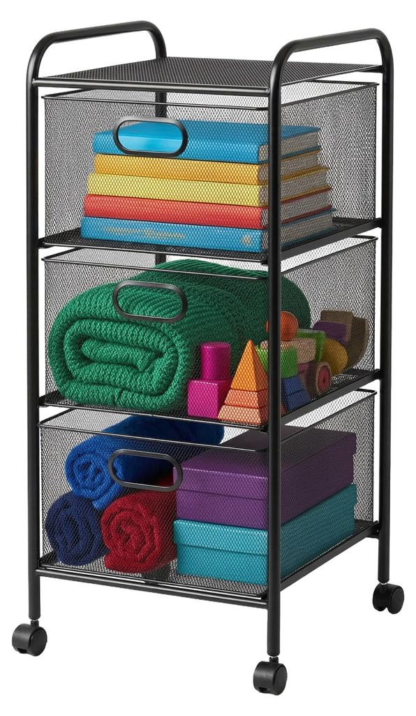 Relaxdays Rolwagen met 3 laden, zwart Productafbeelding 