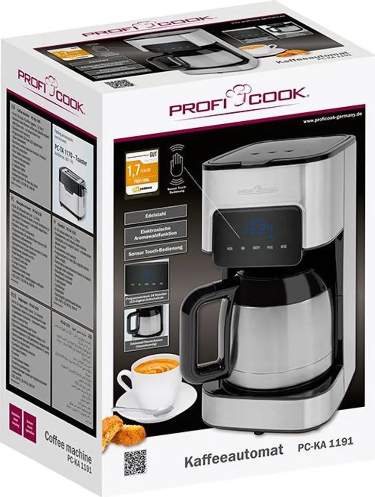 Cafetière programmable PC-KA 1191 Profi Cook inox avec écran digital - 8