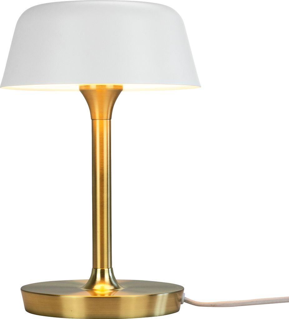 Tischlampe, Tischleuchte, Nachttischlampe, Schreibtischlampe, LED Leselampe, Valencia weiß Messing