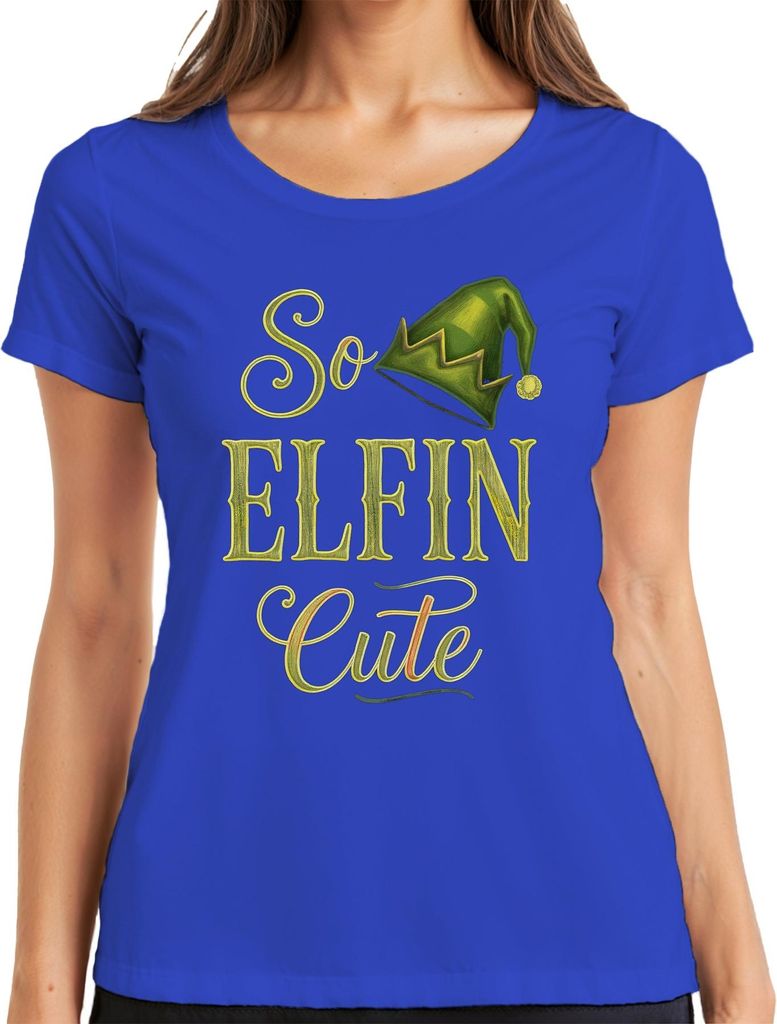 So Elfin Cute Weihnachten Elf Elfe Mütze Kinder Niedlich Lustig Damen T-Shirt, Blau, S