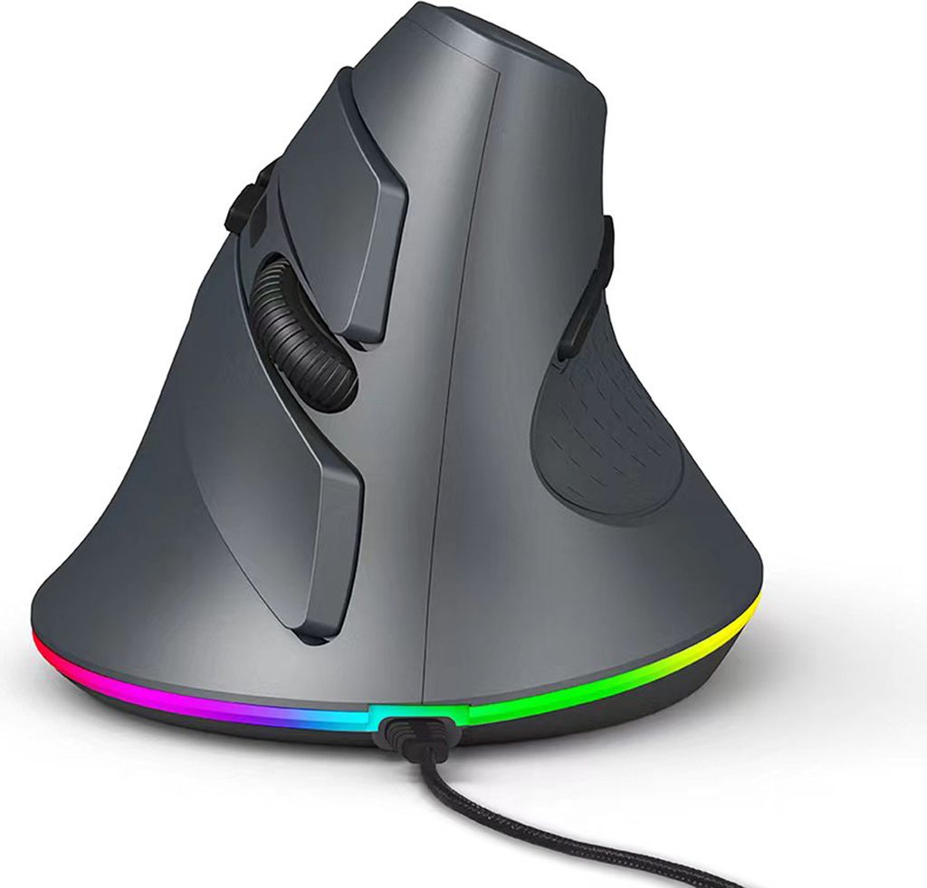 Vertikale kabelgebundene Gaming-Maus, mechanische Maus, 7200 DPI, ergonomisches Design mit 6 Tasten, 11 LED-Lichtmodi