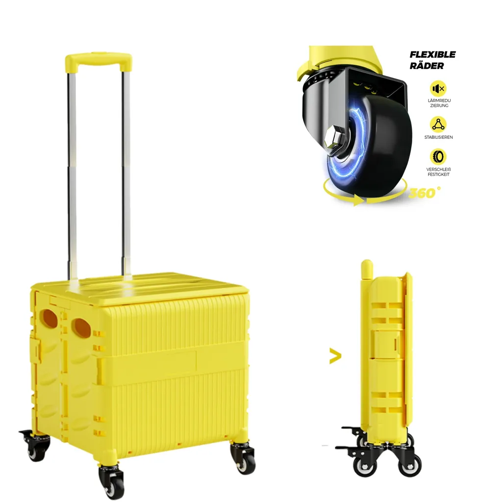 Chariot de courses pliable 42L - Capacité 50 kg avec 4 roues pivotantes