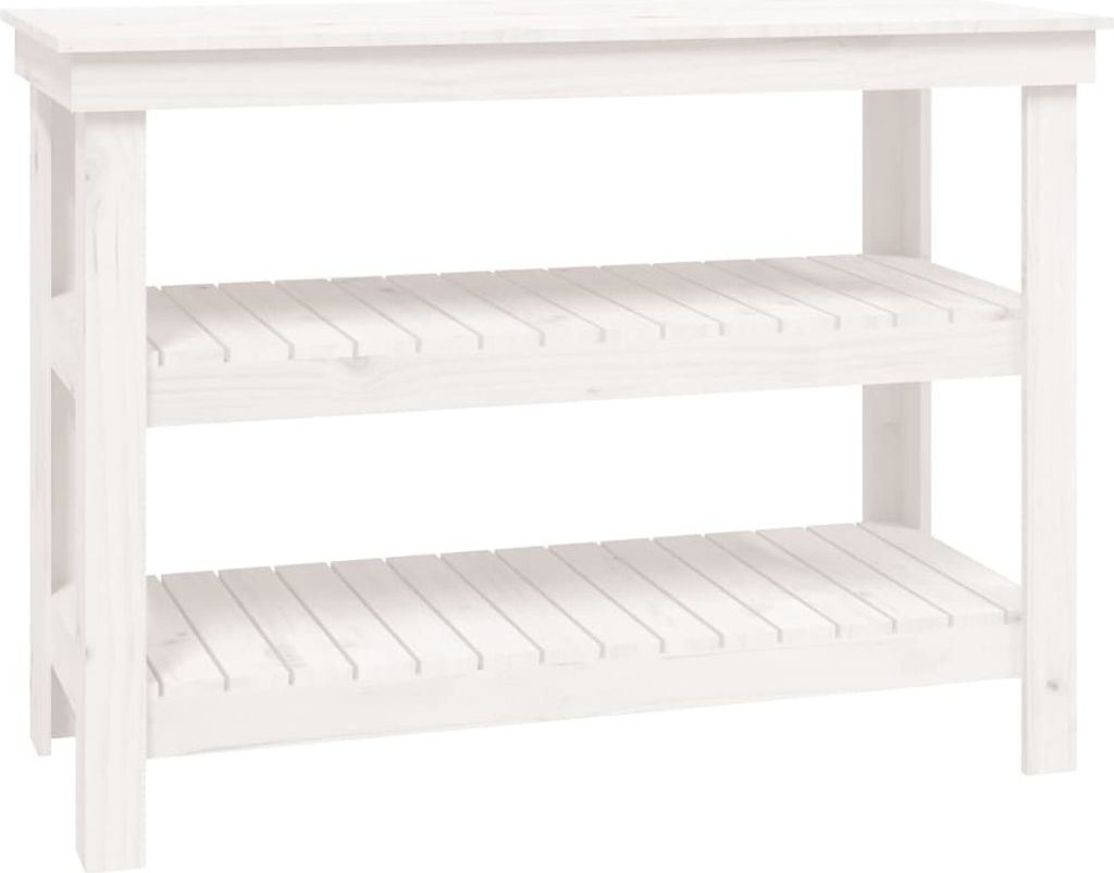 Werkbank Weiß 110,5x50x80 cm Massivholz Kiefer