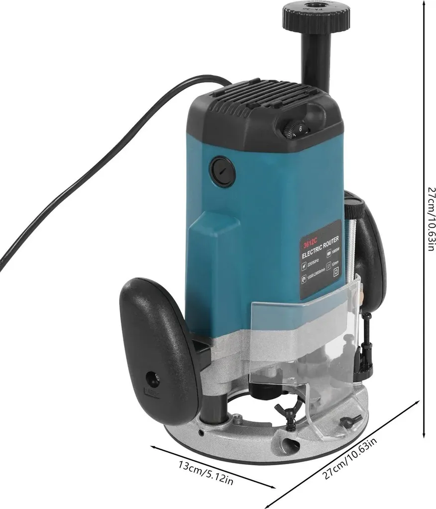 Fraiseuse à Bois Défonceuse de Précision 2200W avec 6 Vitesses - Bleue