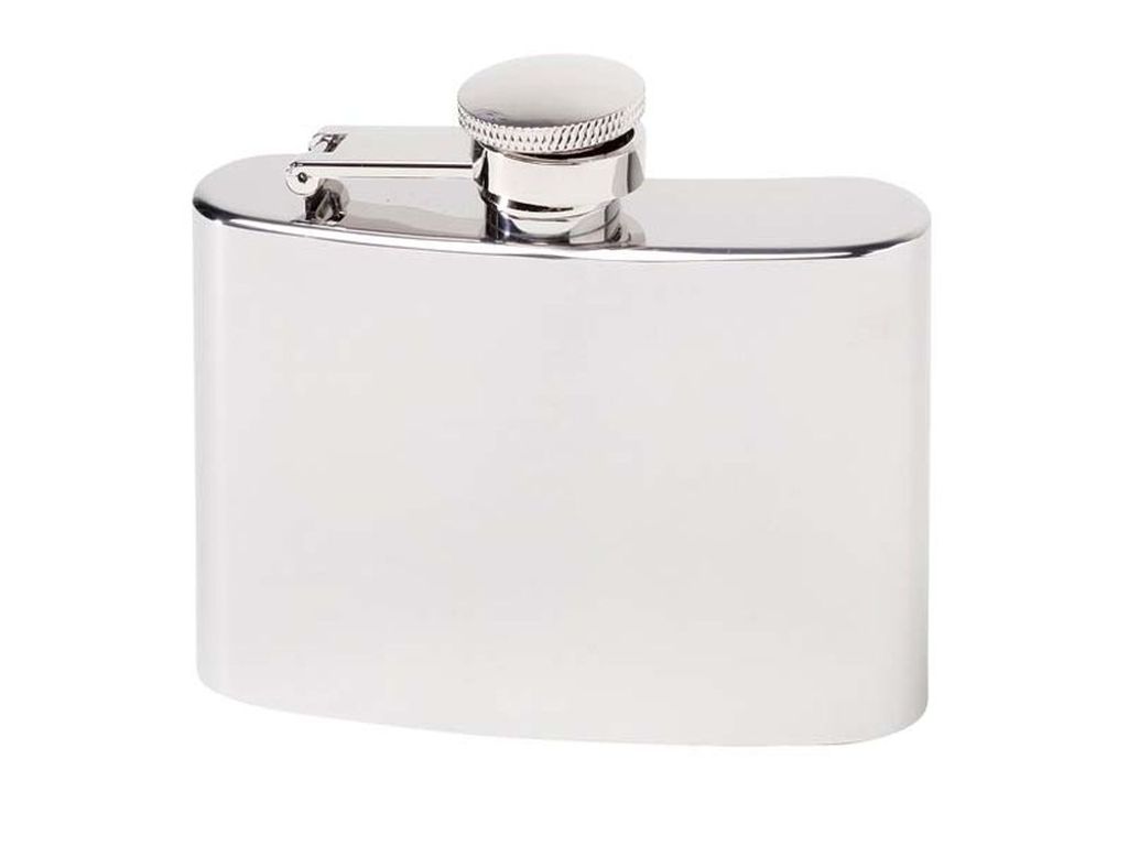HERBERTZ Taschenflasche, Edelstahl, 118 ml, spiegelpoliert,, gesicherter Schraubverschluss