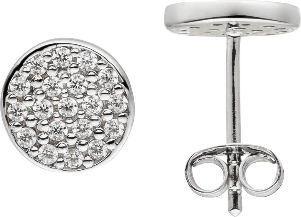 Ohrstecker aus 925 Silber rhodiniert mit 38 Zirkonia rund Ø8mm Ohrschmuck Damen