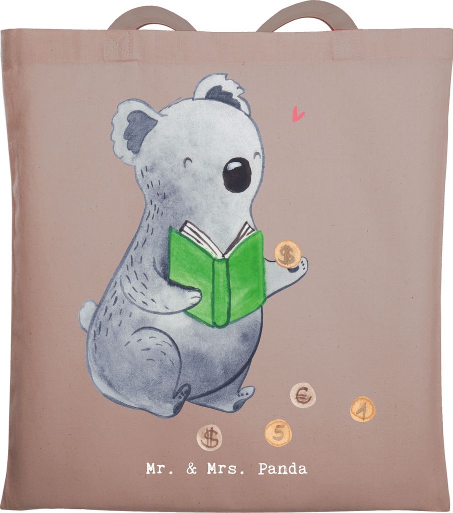 Mr. & Mrs. Panda Tote Bag Koala Münzen sammeln - Braun Pastell - Geschenk, Schultasche, Laptoptasche, Numismatik, dokumententasche, aus Aller Welt...