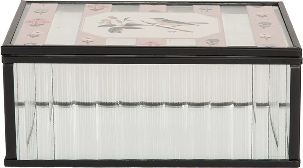 Boîte à bijoux Clayre & Eef 15x10x6 cm en verre transparent et métal doré