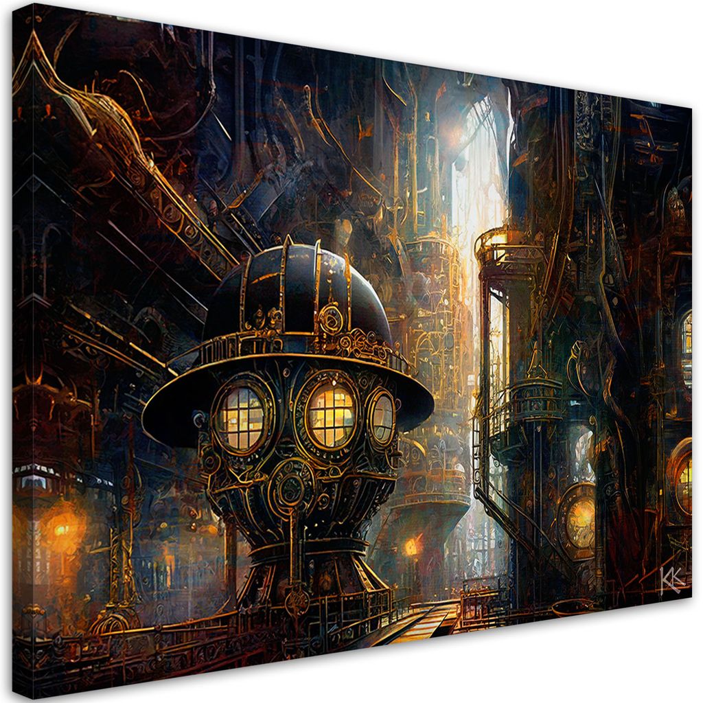 Leinwandbild Steampunk Abstrakt 120x80 Feeby Gold bild für die wand bereit zum aufhängen