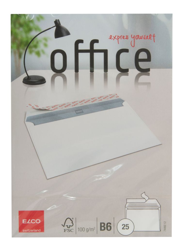Kuvert Elco Office B6 hochweiß 100g hk 25Stück