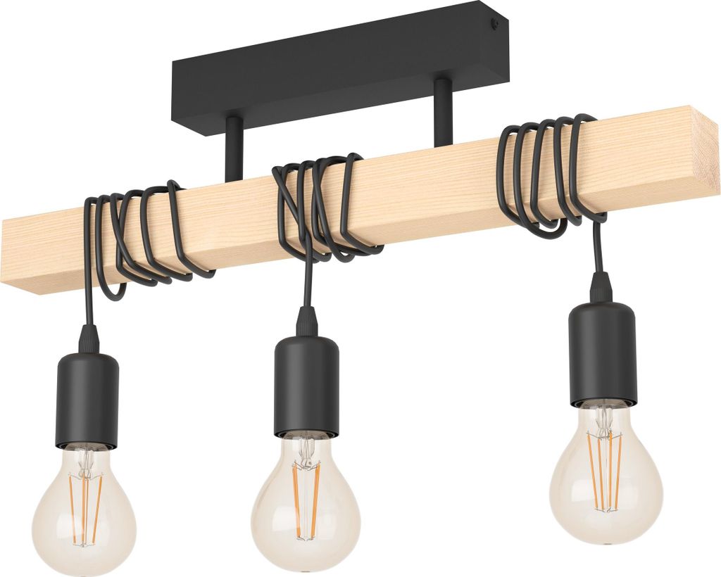 TOWNSHEND Wand-/Deckenleuchte Lampe Beleuchtung - L55 x B10,5 x H26,5 cm - schwarz, braun - IP20