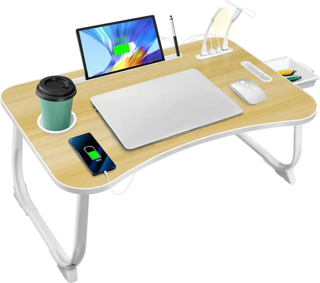 Tablette ordinateur portable pliable lit USB pour éviter mal de dos