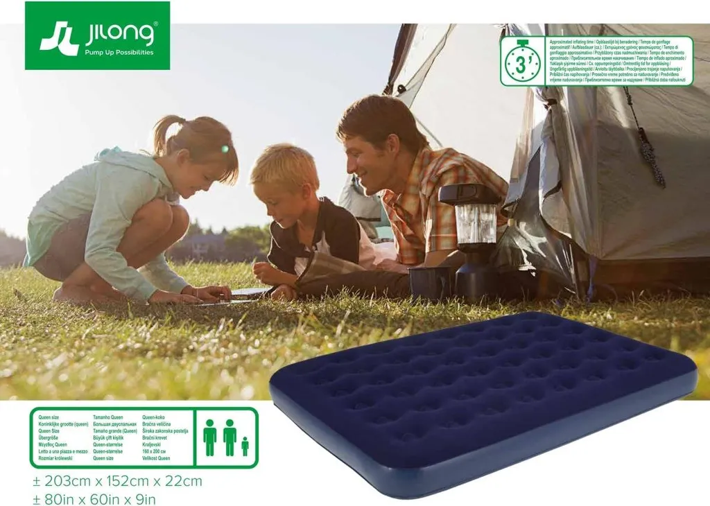 Matelas gonflable 203x152x22 cm avec flocage doux et structure ferme - 14