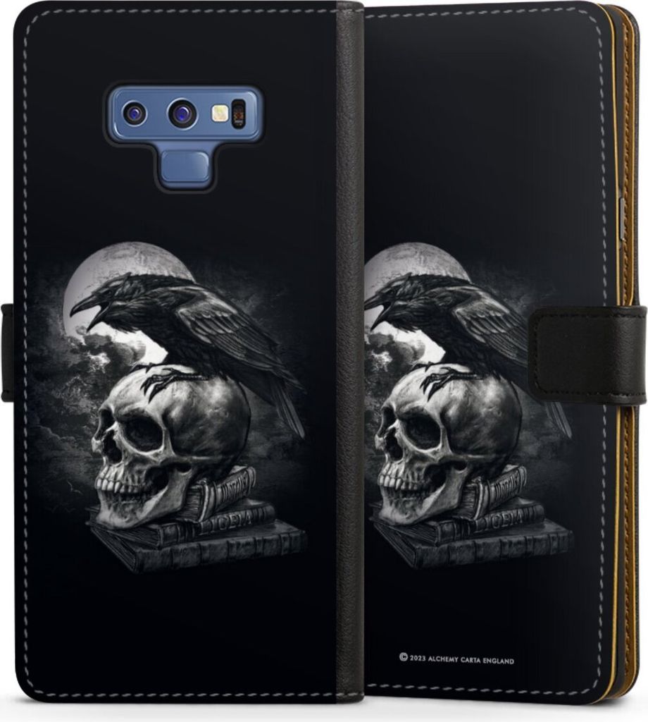 DeinDesign Klapphülle für Samsung Galaxy Note 9 Handytasche Lederhülle Tasche Rabe Schädel Totenköpfe