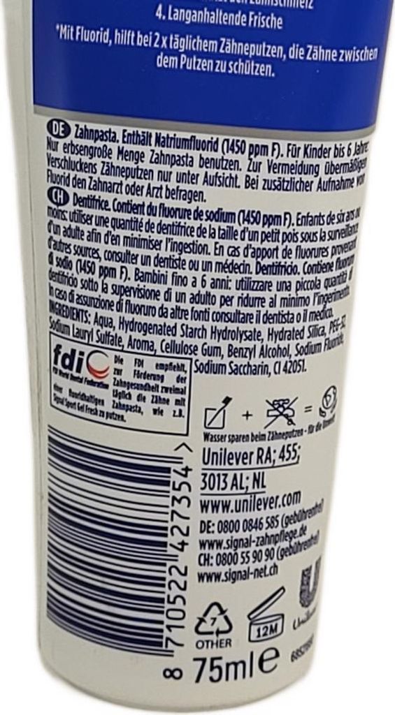 Signal Integral 8 Zahnpasta – 8-fach Schutz, Mit Natürlichen Inhaltsstoffen, 75 Ml