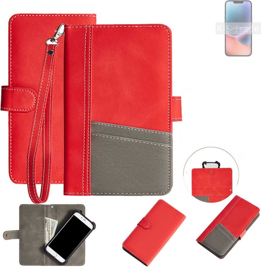 K-S-Trade Handy Schutzhülle für Apple iPhone 14 Hülle Portemonnee Brieftasche Klapphülle Kartenfächer Flip Wallet Case Etui