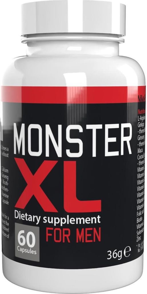 Monster XL - 60 Kapseln hochdosiert - L-Arginin, Zink, Selen, Maca & Ginseng - Original Rezept aus der Schweiz - Vegan & Pflanzlich - 1er Pack