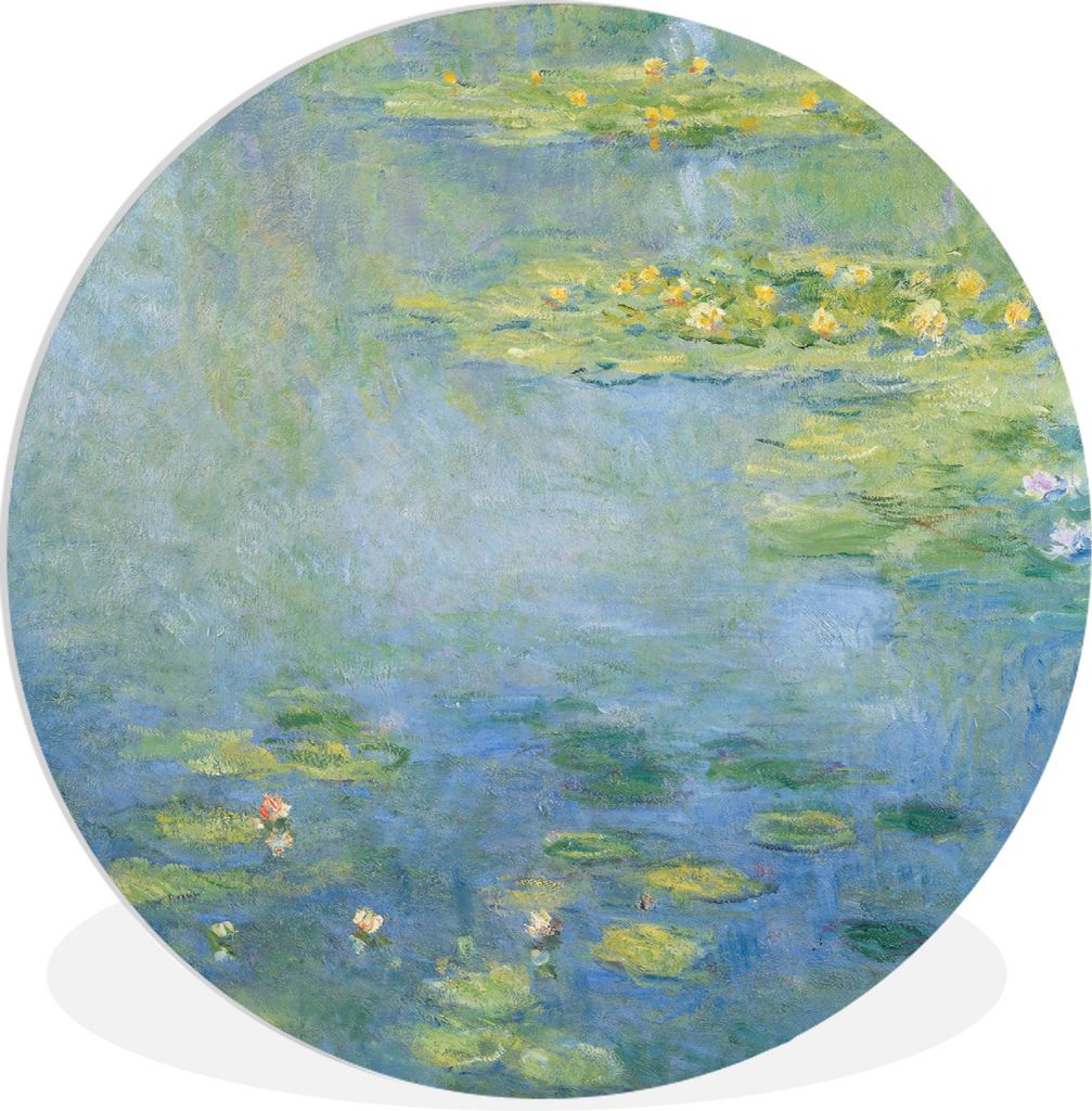 MuchoWow Rundes Wandbild - Runde Bilder Seerosen - Claude Monet Ø 30 cm Kreis Wanddekoration Kunststoff - Wandkreis - Wandschmuck - Schlafzimmer...